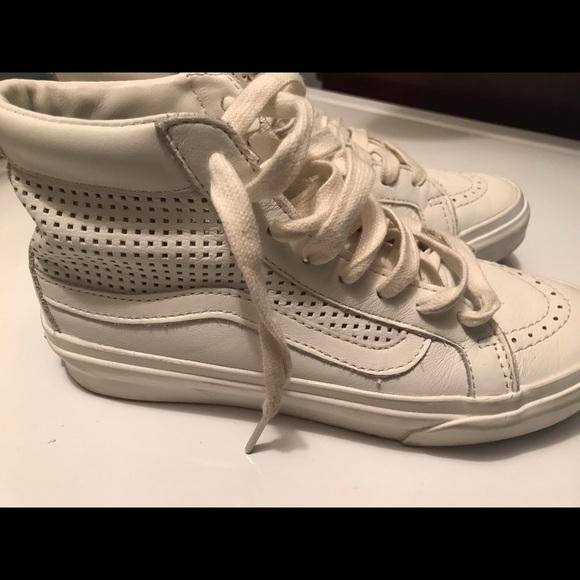 white leather vans size 5